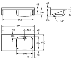 Picture of KWC SIRIUS BS332 Mehrzwecktrog,Ablage links Spritzschutzhöhe:40 mm, Beckenposition:rechts, Beckendesign:runde Ecken, Art.Nr. : 2000100077