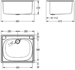 Picture of KWC SIRIUS BS340 Ausgussbecken Beckenposition:mittig, Beckendesign:runde Ecken, Becken: Höhe:230 mm, Art.Nr. : 2000057989