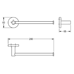 Picture of KWC FIRMUS FIRX004HP Handtucharm Material:Edelstahl, Materialtyp:1.4301 Chromnickelstahl V2A, Gesamttiefe:65 mm, Art.Nr. : 2000106271