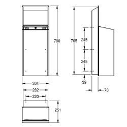 Picture of KWC EXOS. EXOS605EB Abfallbehälter Sackhalterung:ja, Füllvolumen:30 Liter, Klappe:nein, Art.Nr. : 2030034629