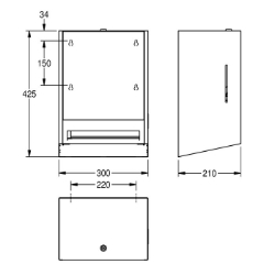 Picture of KWC EXOS. EXOS637W Papierhandtuchspender Maximale Tiefe/Durchmesser Verbrauchsmaterial:200 mm, Maximale Breite Verbrauchsmaterial:205 mm, Füllmenge:1, Art.Nr. : 2030025233