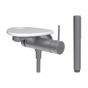 Bild von LAUFEN - ADA - Bademischer zu Simibox 1-Point, Ablage mit Loch, Ausladung 170 mm, mit Kunststoffschlauch 1600 mm, mit Handbrause TwinStick, Art.Nr. :HF506765502000