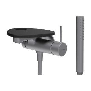 Bild von LAUFEN - ADA - Bademischer zu Simibox 1-Point, Ablage mit Loch, Ausladung 170 mm, mit Kunststoffschlauch 1600 mm, mit Handbrause TwinStick, Art.Nr. :HF506765503000