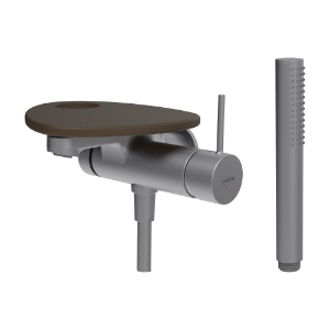 Bild von LAUFEN - ADA - Bademischer zu Simibox 1-Point, Ablage mit Loch, Ausladung 170 mm, mit Kunststoffschlauch 1600 mm, mit Handbrause TwinStick, Art.Nr. :HF506765504000