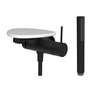 Bild von LAUFEN - ADA - Bademischer zu Simibox 1-Point, Ablage ohne Loch, Ausladung 170 mm, mit Kunststoffschlauch 1600 mm, mit Handbrause TwinStick, Art.Nr. :HF506765511060