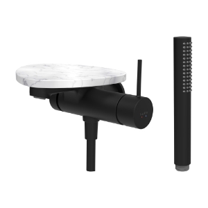 Bild von LAUFEN - ADA - Bademischer zu Simibox 1-Point, Ablage ohne Loch, Ausladung 170 mm, mit Kunststoffschlauch 1600 mm, mit Handbrause TwinStick, Art.Nr. :HF506765515060