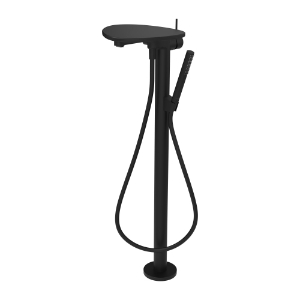 Bild von LAUFEN - ADA - Standsäulen-Bademischer, Ablage ohne Loch, Ausladung 203 mm, mit Kunststoffschlauch 1250 mm, mit Handbrause TwinStick, Art.Nr. :HF506781513060