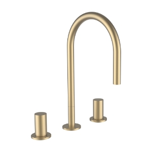 Bild von LAUFEN - KARTELL LAUFEN - 3-Loch Waschtischmischer, Ausladung 166 mm, Schwenkauslauf, ohne Ablaufventil, PVD Blassgold matt, Art.Nr. :H3123330832201