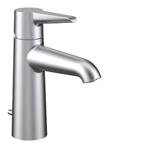 Picture of LAUFEN - PURE - Waschtischmischer, Ausladung 110 mm, Festauslauf, Eco+ Funktion, mit Ablaufventil, PVD inox look, Art.Nr. :HF901701423000
