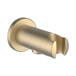 Picture of LAUFEN - SANITARY ACCESSORIES - Twin, Anschlussbogen mit Handbrausenhalter, Ausladung 77 mm, runde Rosette, PVD blassgold matt, Art.Nr. :HF504778462000