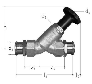 Bild von JRG LegioStop Schrägsitzventil Mapress Rotguss, d 54, DN 50, Art.Nr. :5208.054