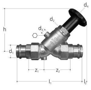 Picture of JRG LegioStop Schrägsitzventil Optipress / Sanpress Rotguss, d 54, DN 50, Art.Nr. :5227.054