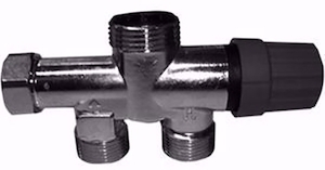 Bild von TKM Zweirohrventile TKM RA 2000 Messing vernickelt, 100%, mit Voreinstellung und Absperrung, Anschluss unten, Anschlussgewinde: M21, Art.Nr. :10083698