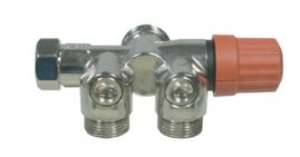 Bild von TKM Zweirohrventile TKM RA 2100 Messing vernickelt, mit Voreinstellung, 100%, Anschluss hinten, Anschlussgewinde: M21, Art.Nr. :10083697