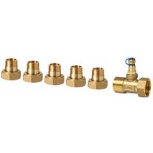 Picture of Siemens - 6-Weg PICV Messingverschraubungen, DN20, 5x G 1"/R  3/4", 1x G 1"/G  3/4", 6er-Set, inkl. Dichtungen, Art.Nr. :ALN15.205B/1-ALP57